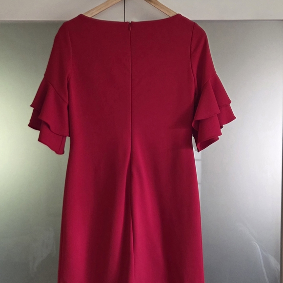 Lauren By Ralph Lauren Red Dress Ruffle Sleeve Size 4 - Picture 2 of 5